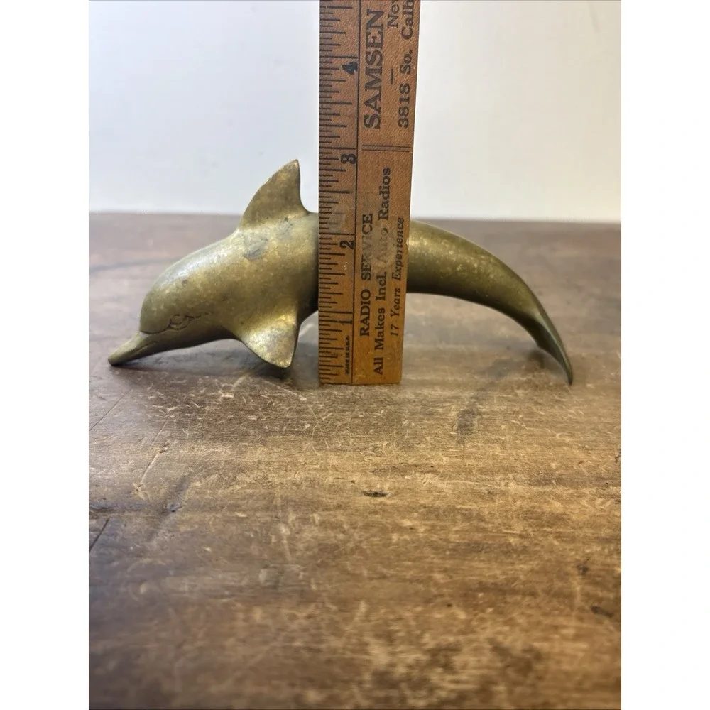 Brass Dolphin Paperweight Decorative Curio 6.5